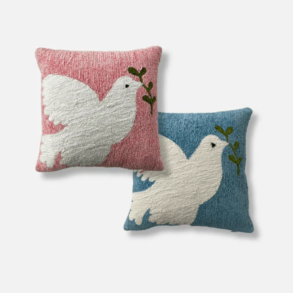 Peace Dove Pillow 12&quot; x 12&quot; Pink