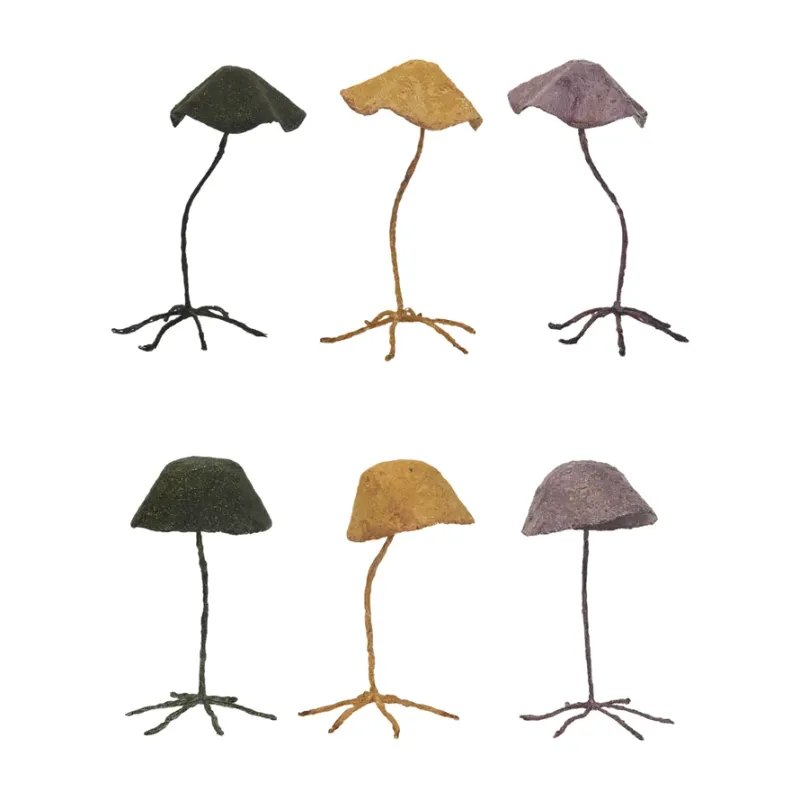 Paper Mache &amp; Iron Mushroom With Dome Top In Green 10&quot;