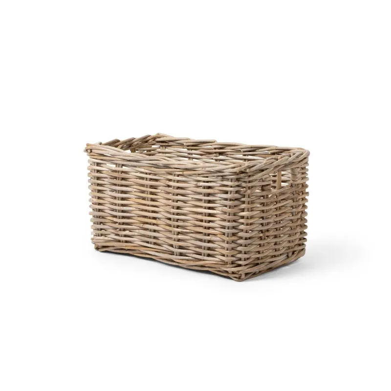 Rectangle Rattan Kubu Basket Grey Medium 10&quot;