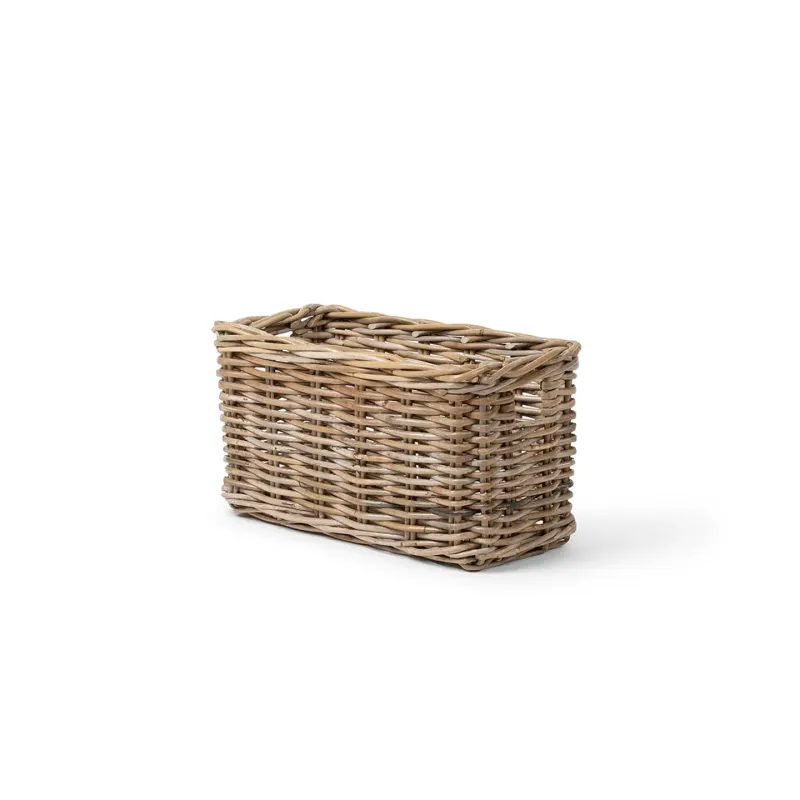 Rectangle Rattan Kubu Basket Grey Small 8&quot;
