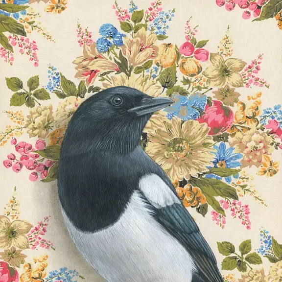Fine Art Print Magpie 8.5&quot; x 8.5&quot;