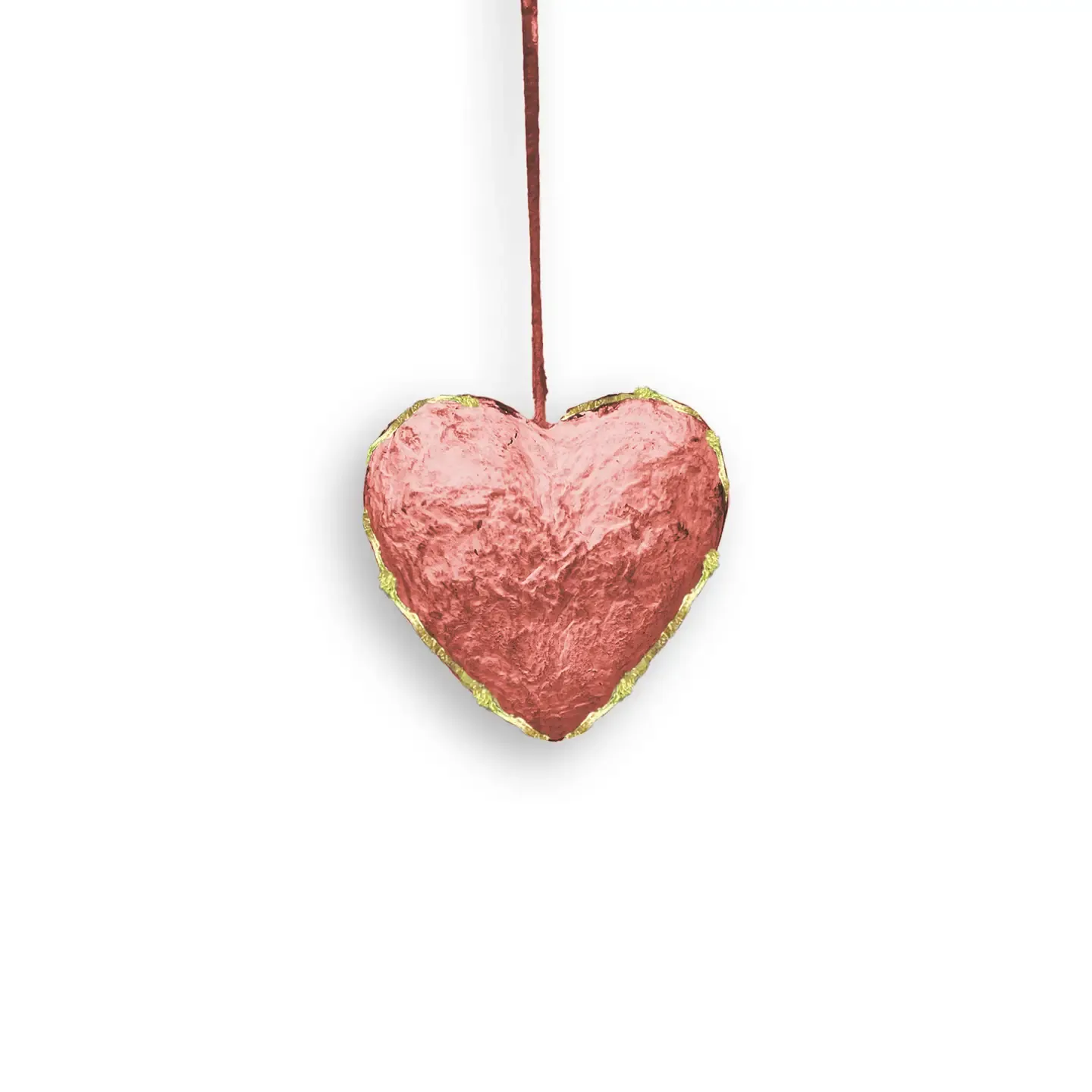 Paper Mache Heart Ornament Pink And Gold Foil