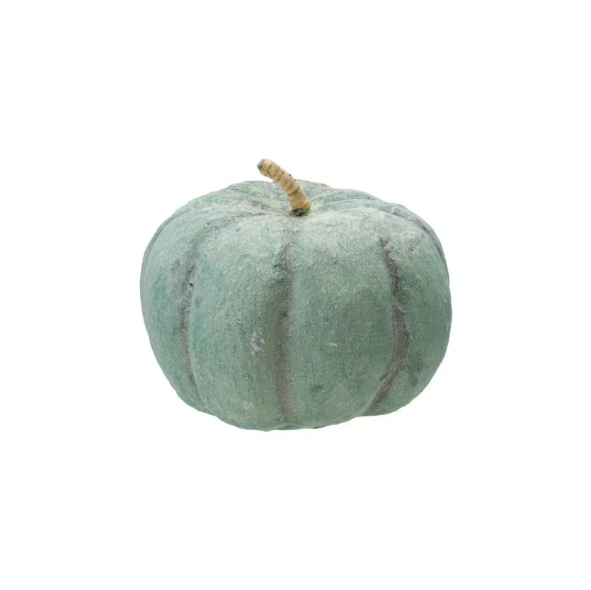 Iron &amp; Paper Mache Pumpkin In Green 11.75&quot;