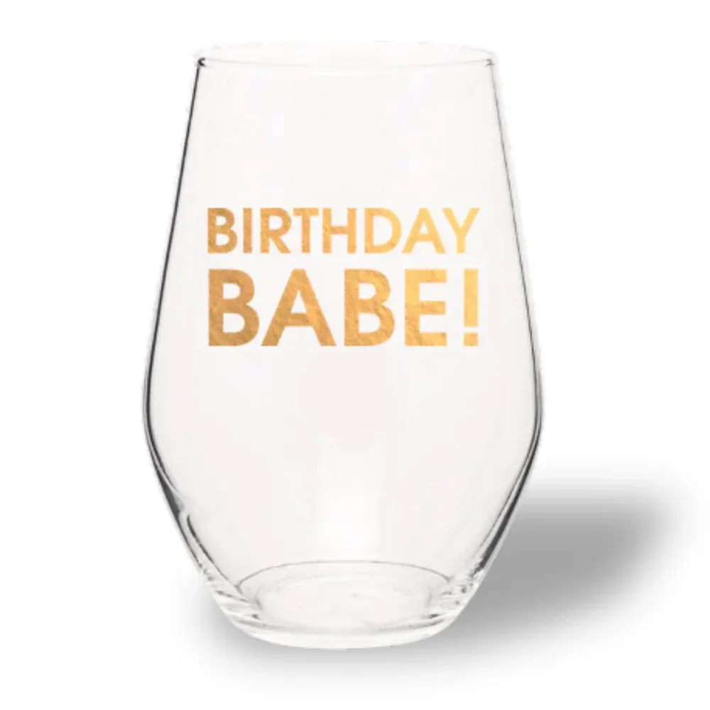 Stemless Wine Glass Birthday Babe