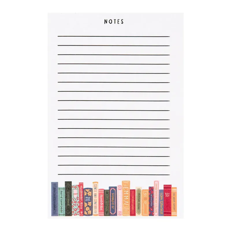 Classics Bookshelf Notepad 4x6
