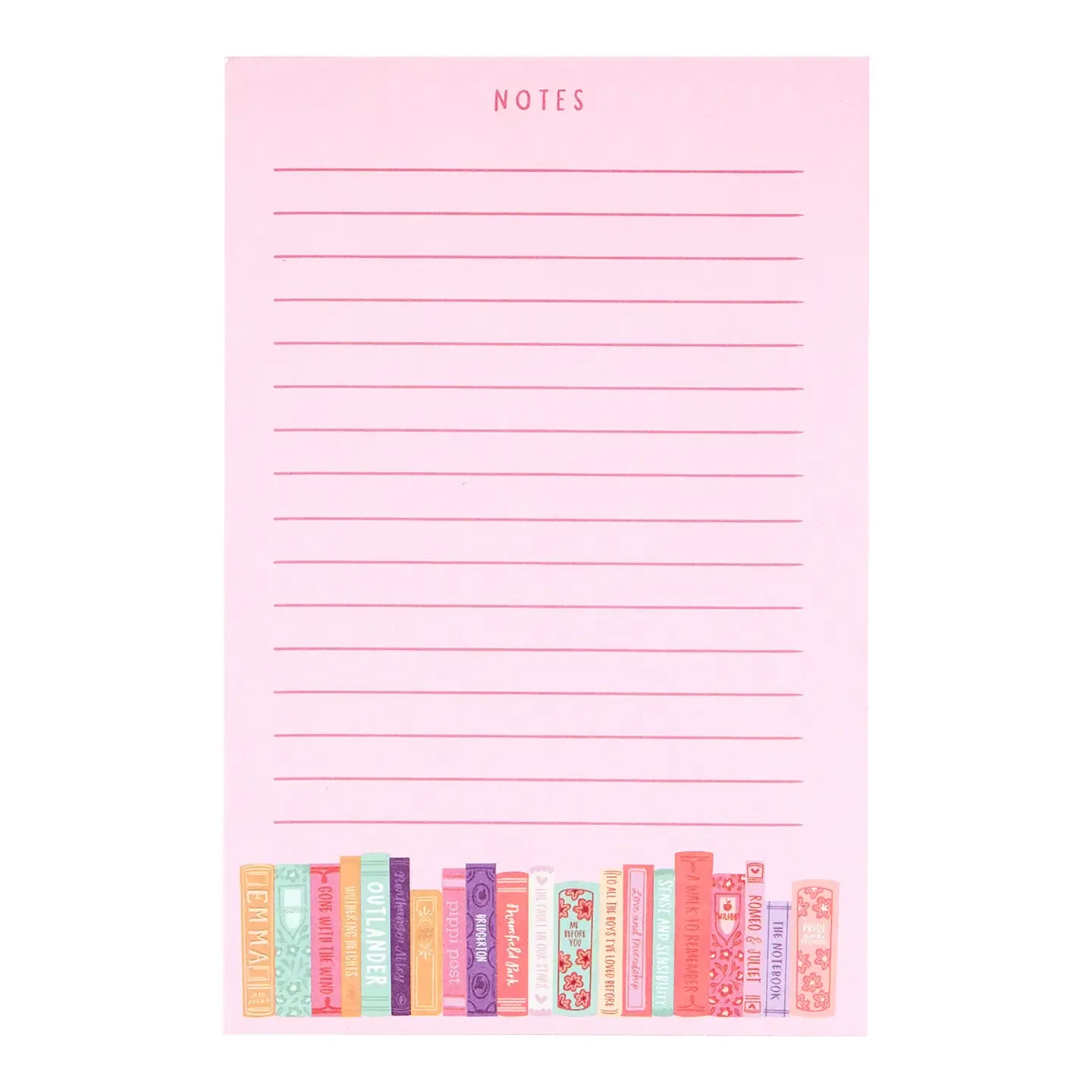 Romance Novels Bookshelf Notepad 4x6