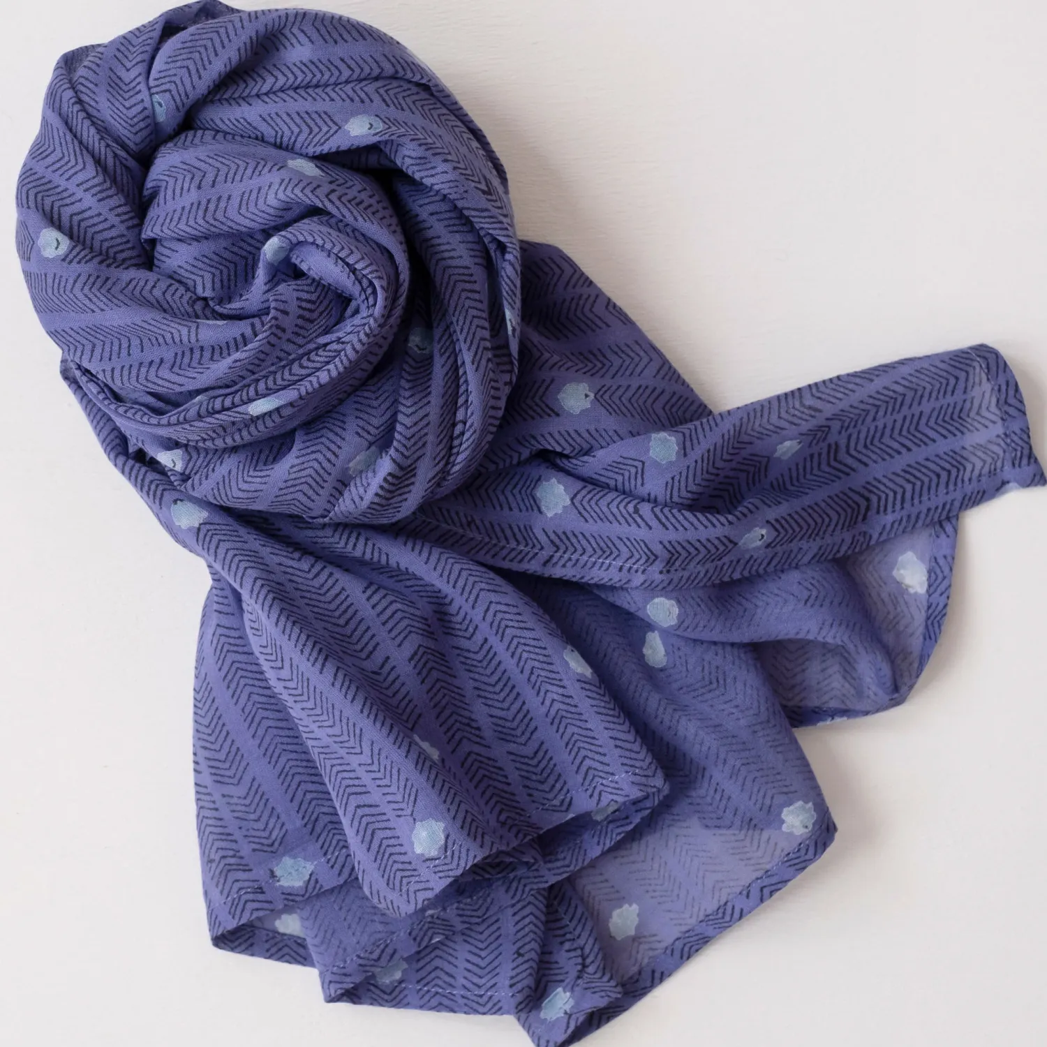 Block Printed Scarf Herringbone Spot