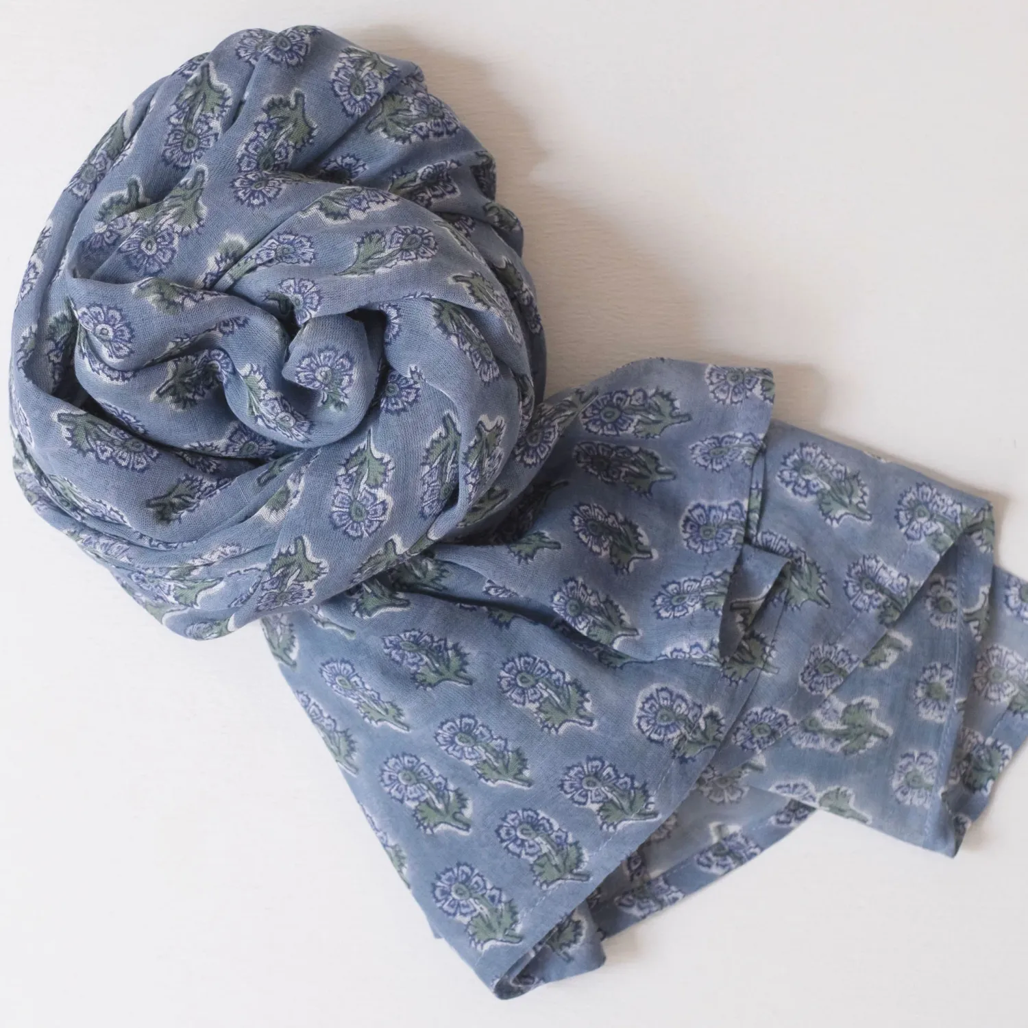 Block Printed Scarf Malin Periwinkle