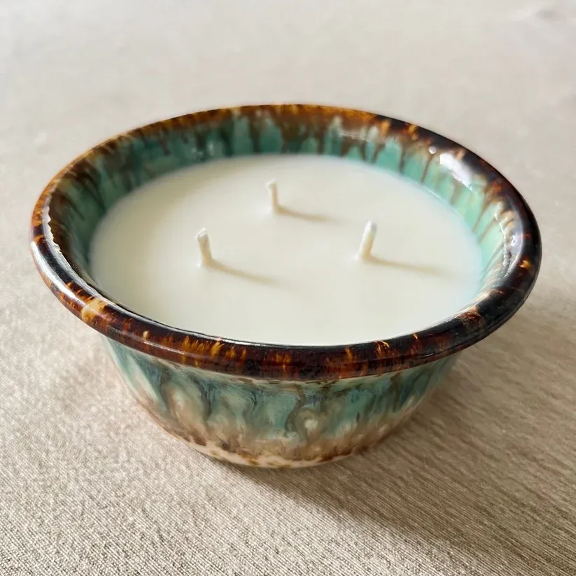 Art C Beaumont Autumn Leaves Candle With Lakeside Glaze Large