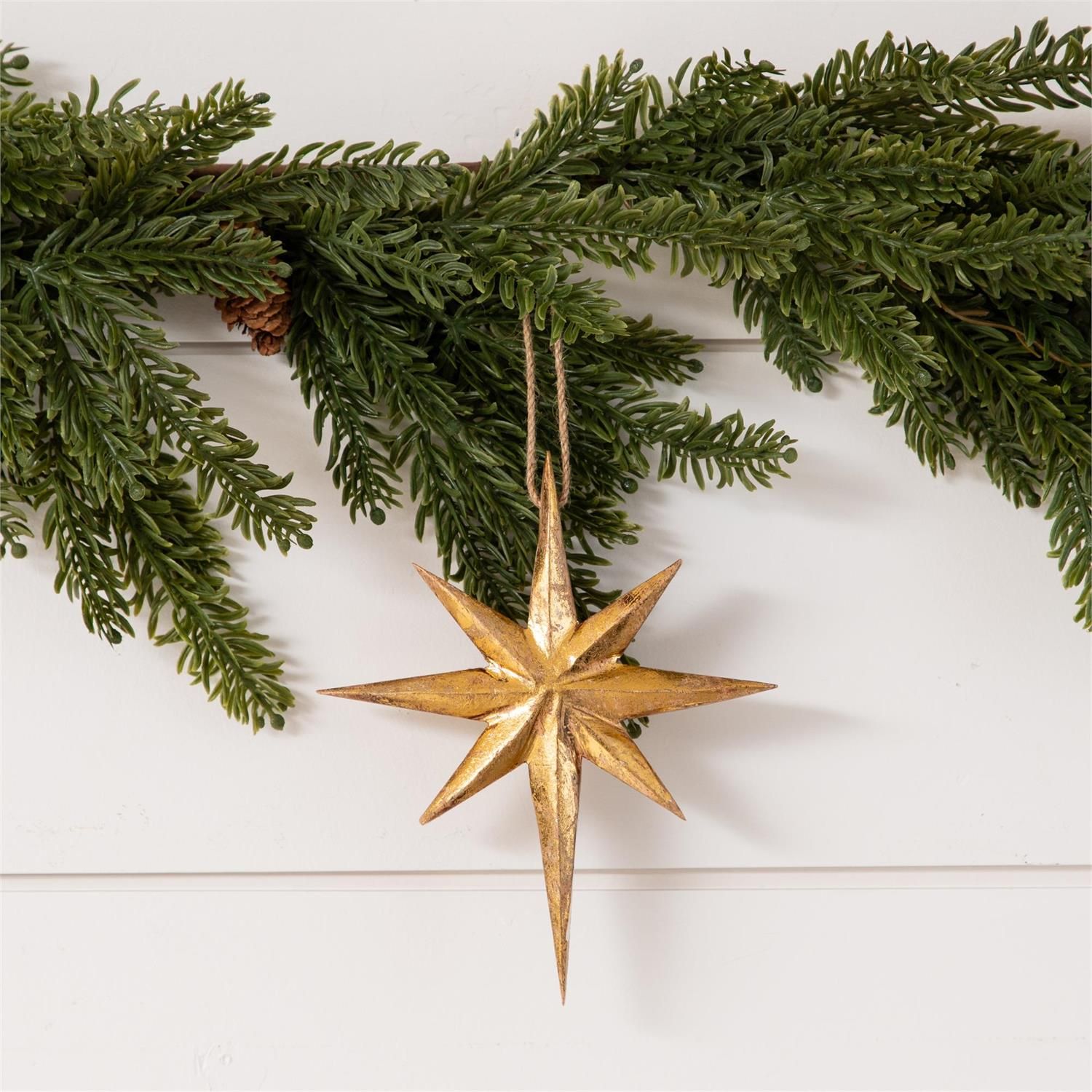 Gold Mango Wood North Star Ornament 7.5&quot; H x 6.5&quot; W
