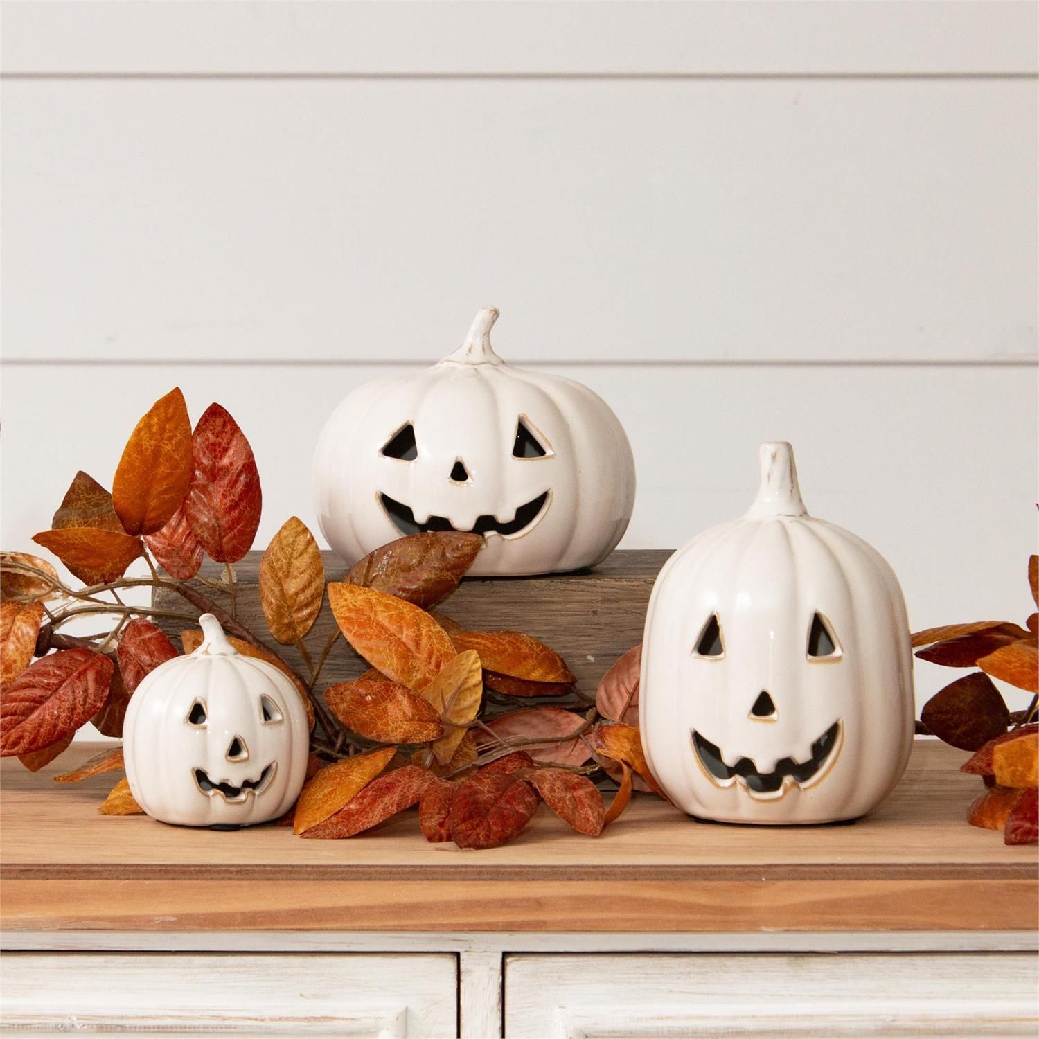 Mini Glazed Ceramic Jack O Lantern Tall Medium