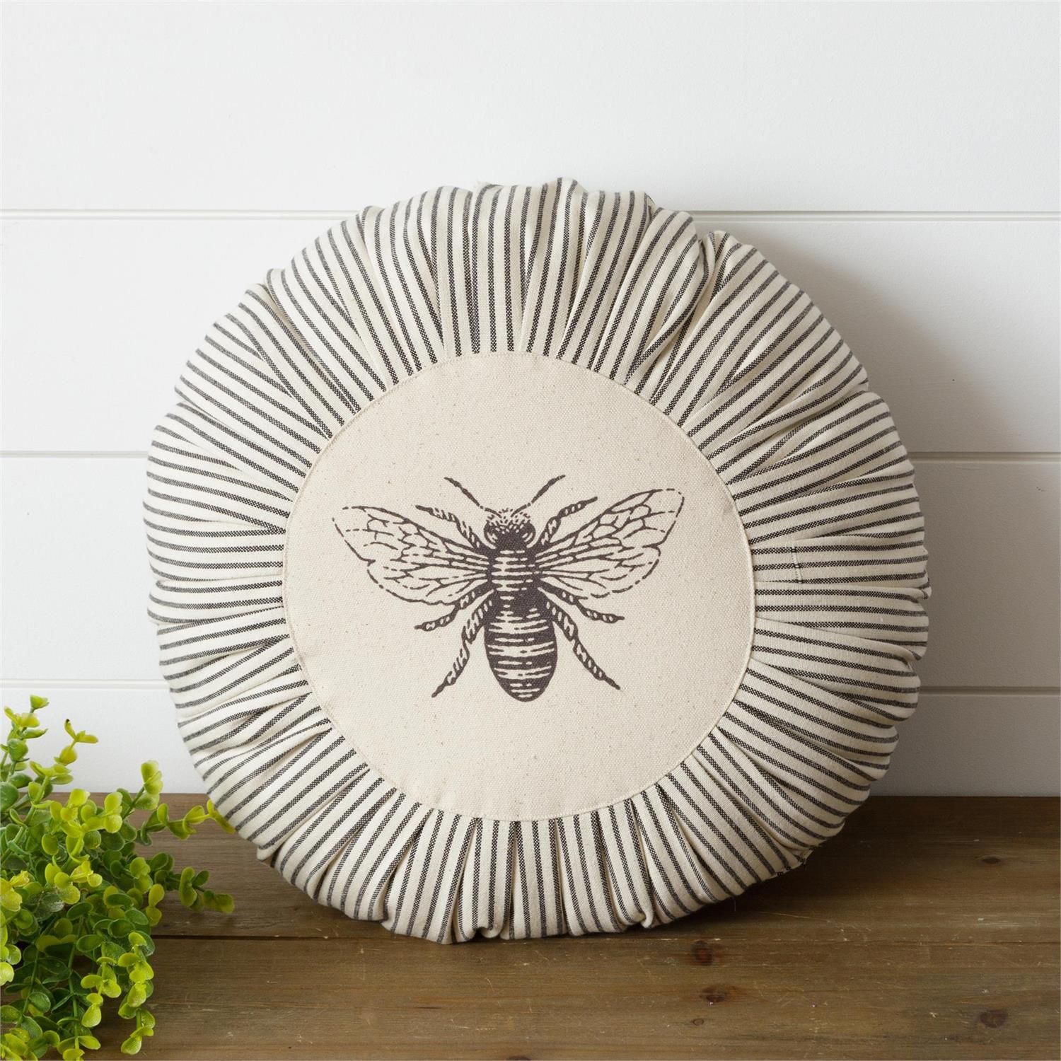 Pillow Round Pleated Bee 14&quot;