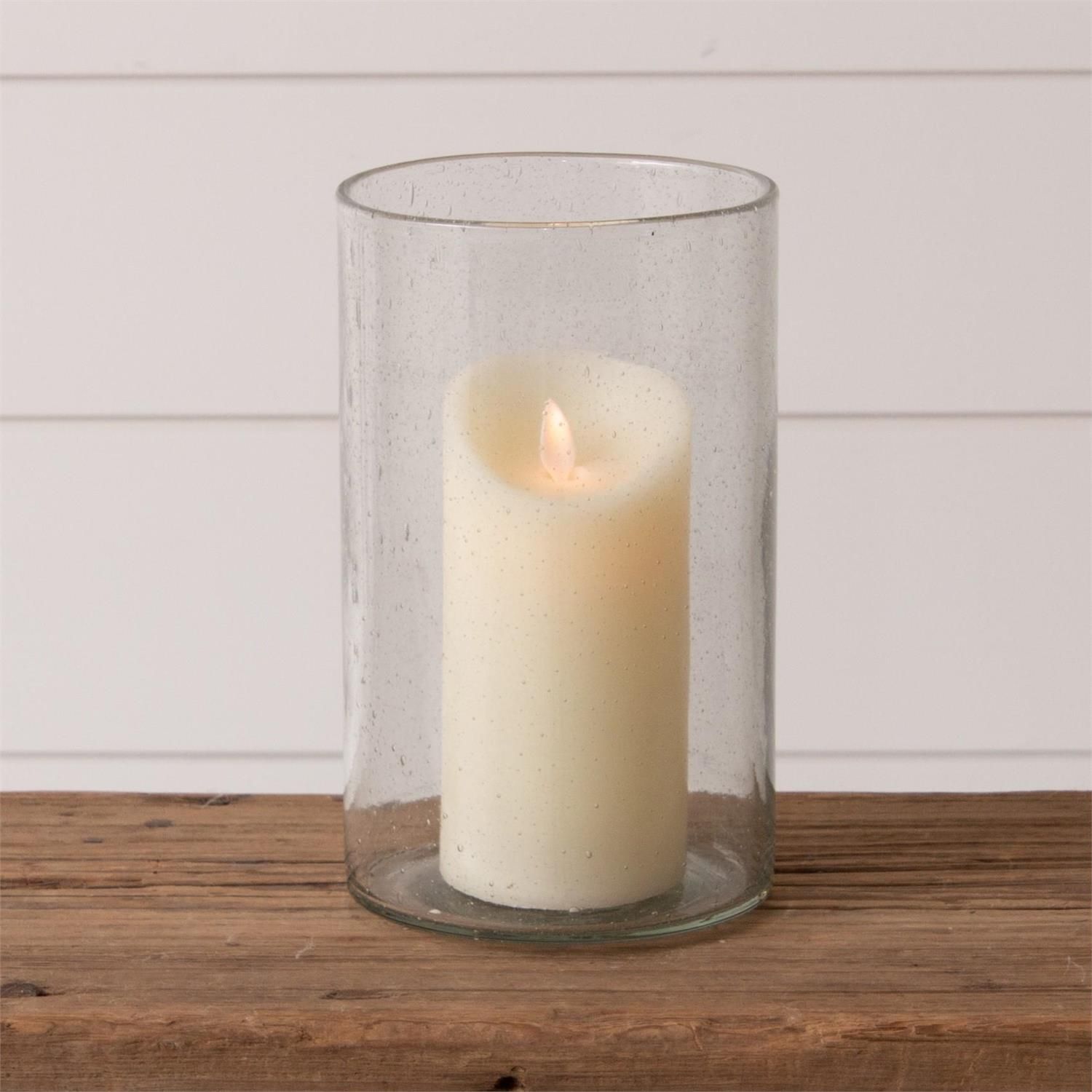 Bubble Glass Cylinder Candle Holder 9&quot;