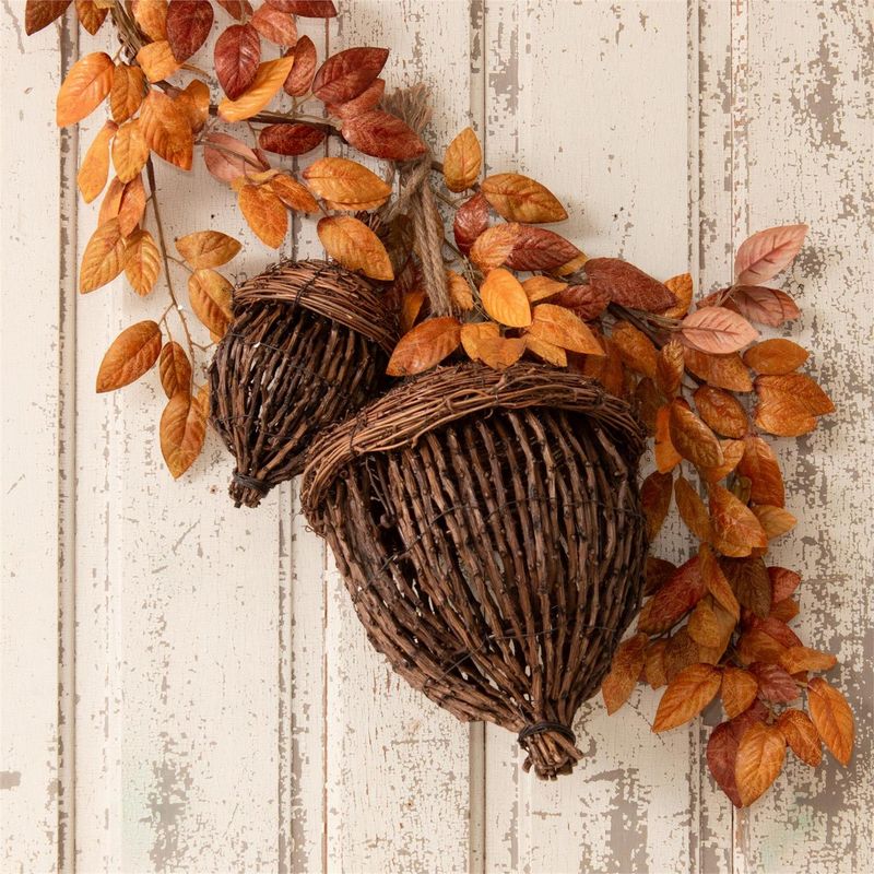 Handwoven Grapevine Acorn With Top That Opens Small 9" H x 5.5" Dia