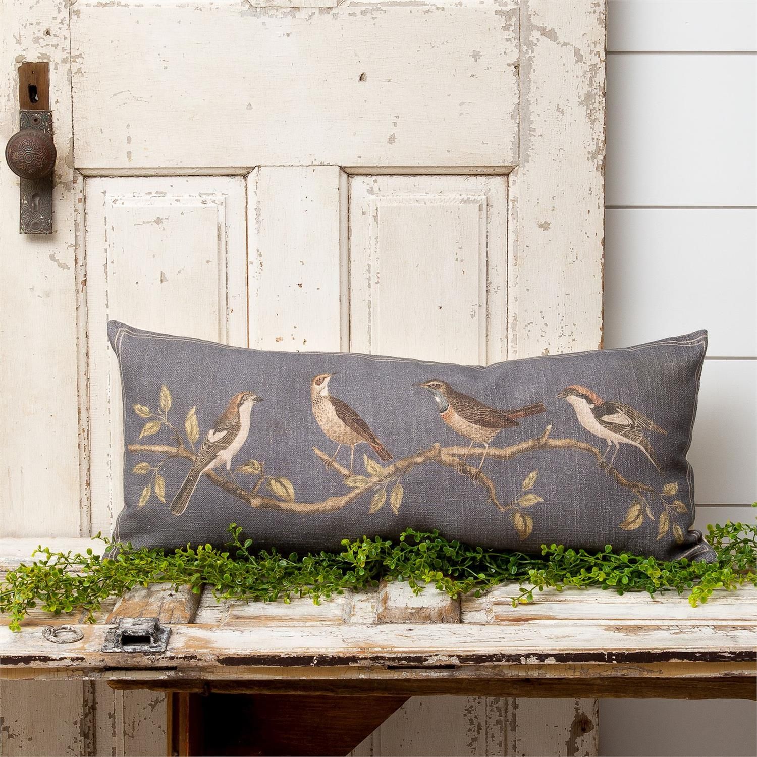 Lumbar Pillow Birds On Branches 12&quot; H x 24&quot; W