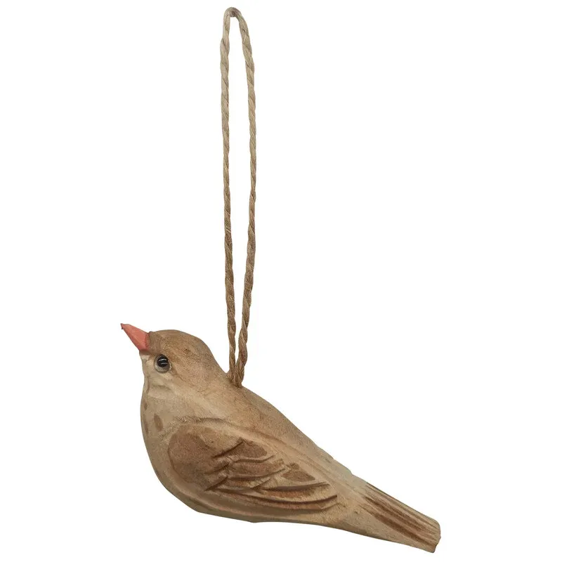Carved Wooden Bird Ornament Natural