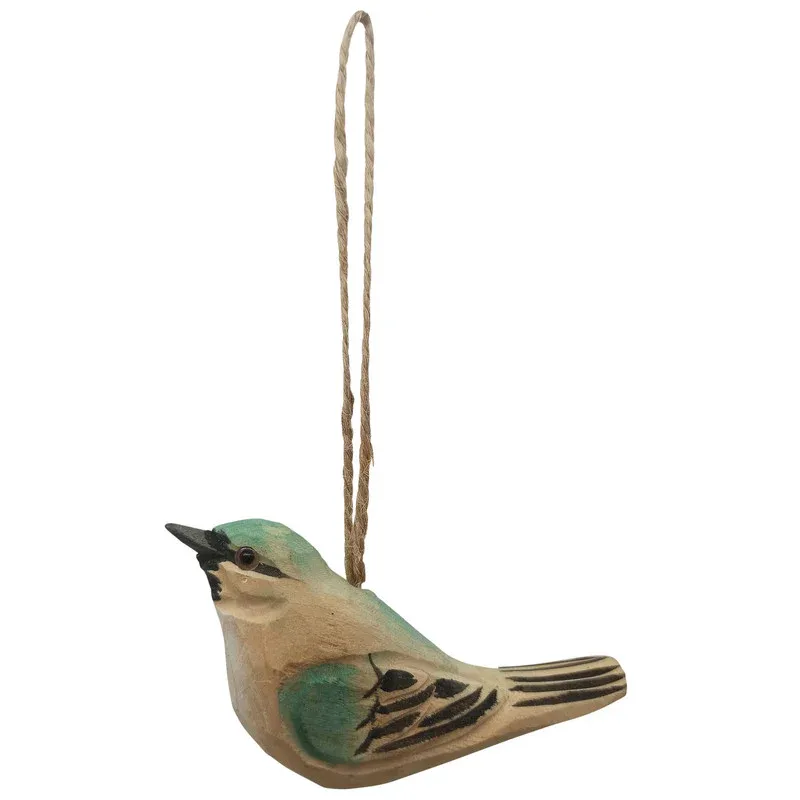 Carved Wooden Bird Ornament Blue Bird