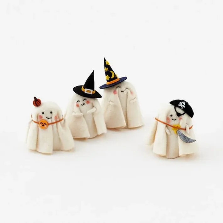 Trick Or Treat Wool Ghost With Moon &amp; Stars Witch Hat