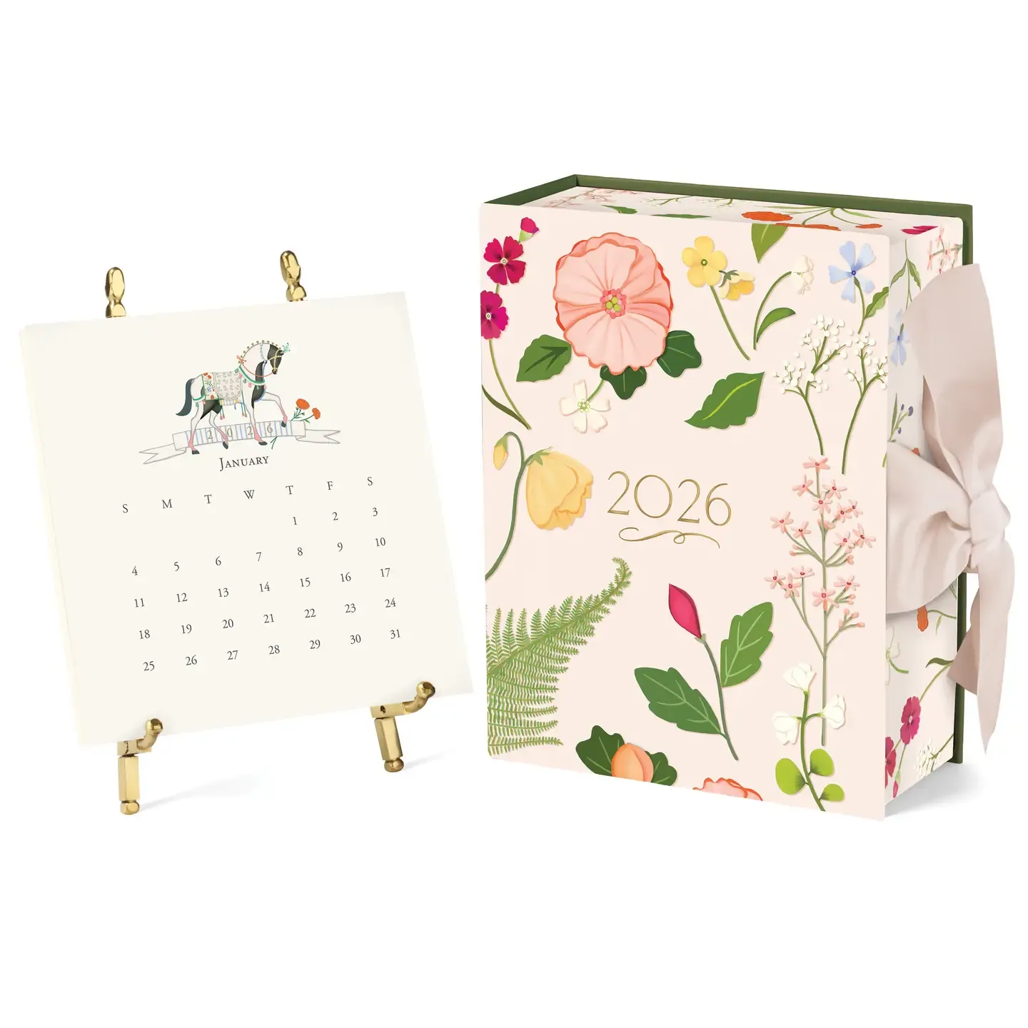 Classic Desk Calendar With Gold Easel 2026