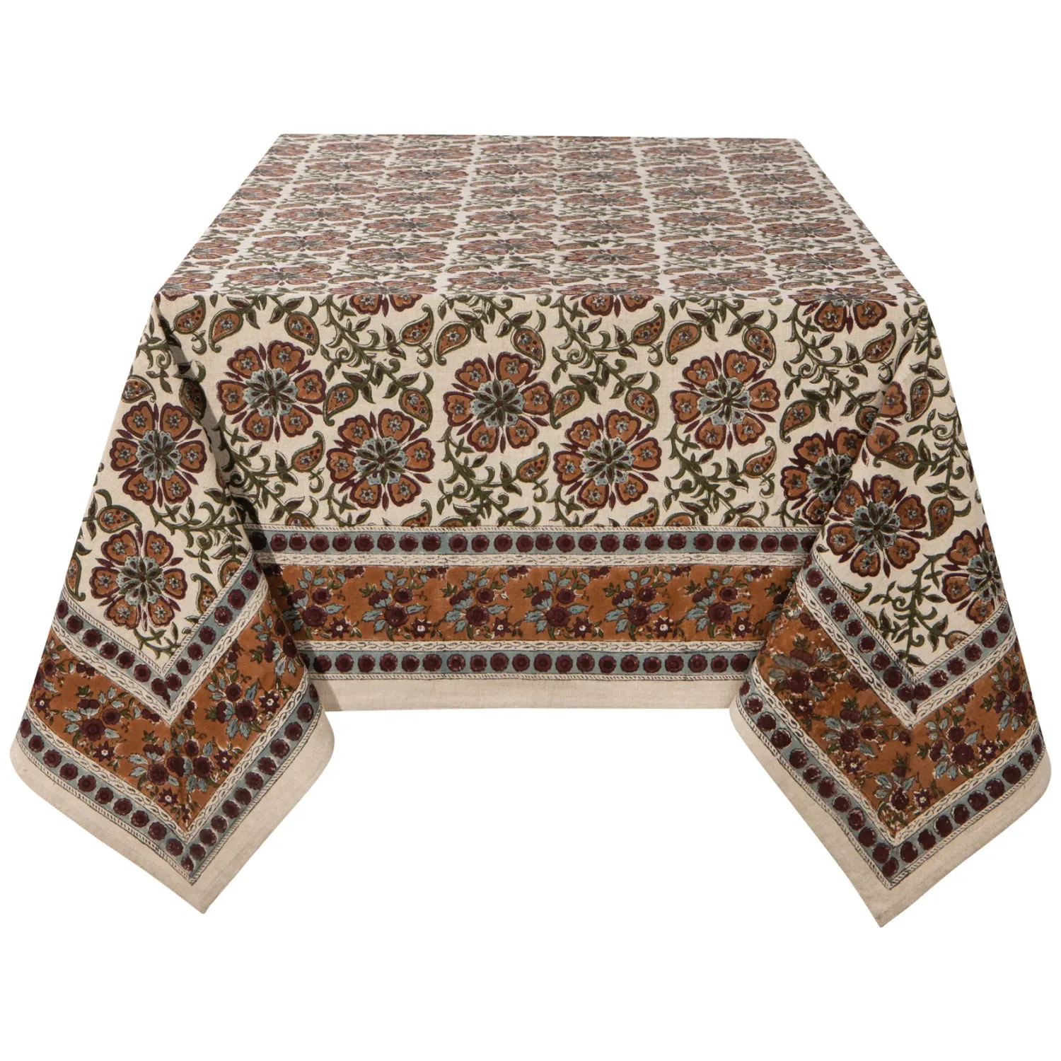 Table Cloth Block Print Elysian 60&quot; x 90&quot;