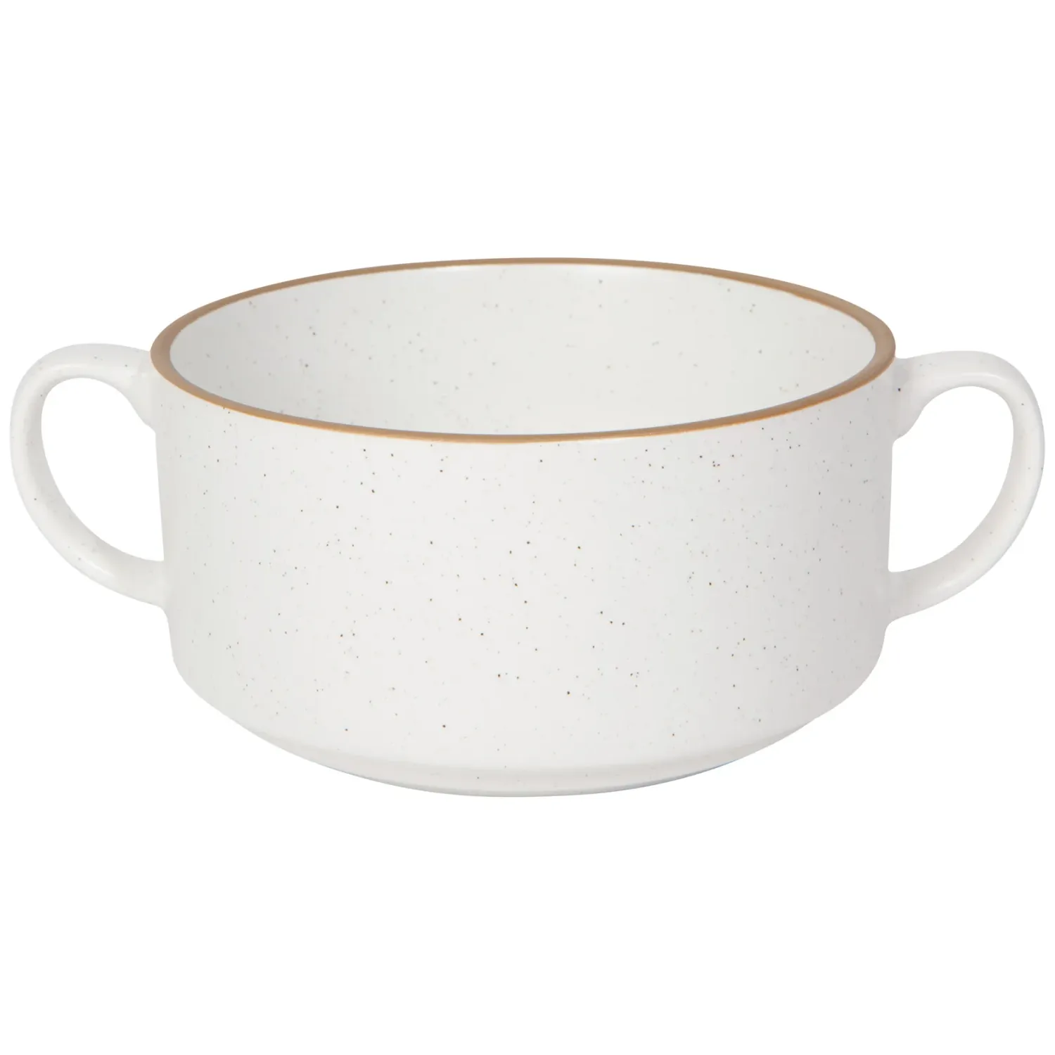 Soup Bowl With Handles Speckled White