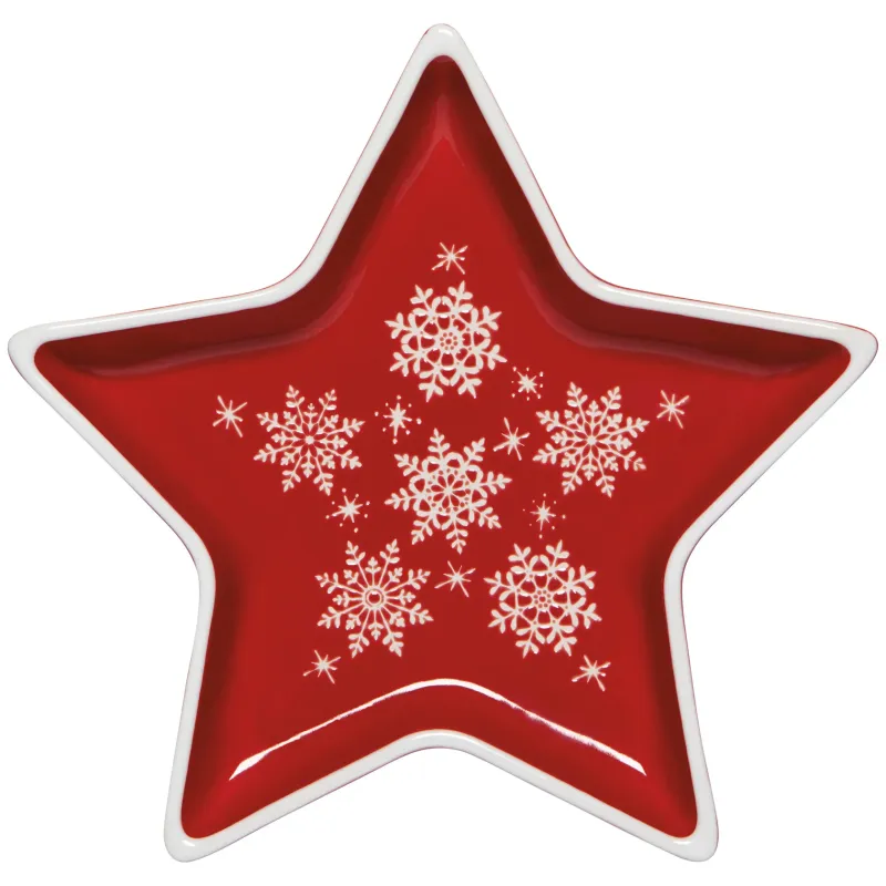 Stoneware Red Star Shaped Dish
