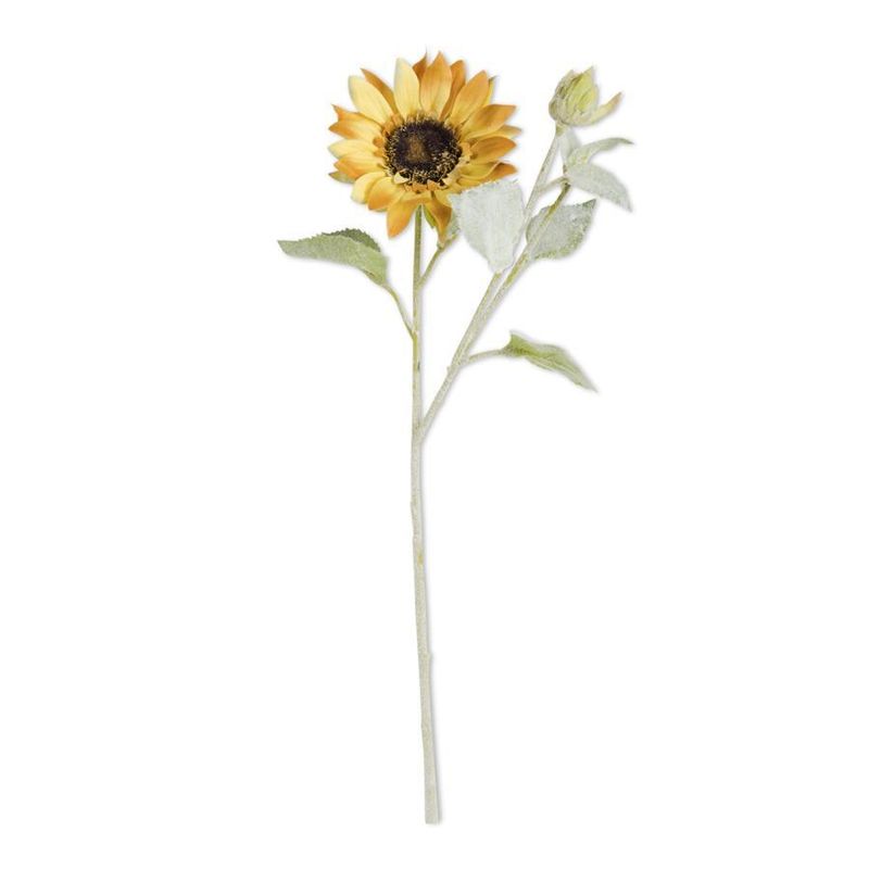 Yellow Sunflower With Flocked Stem 18"