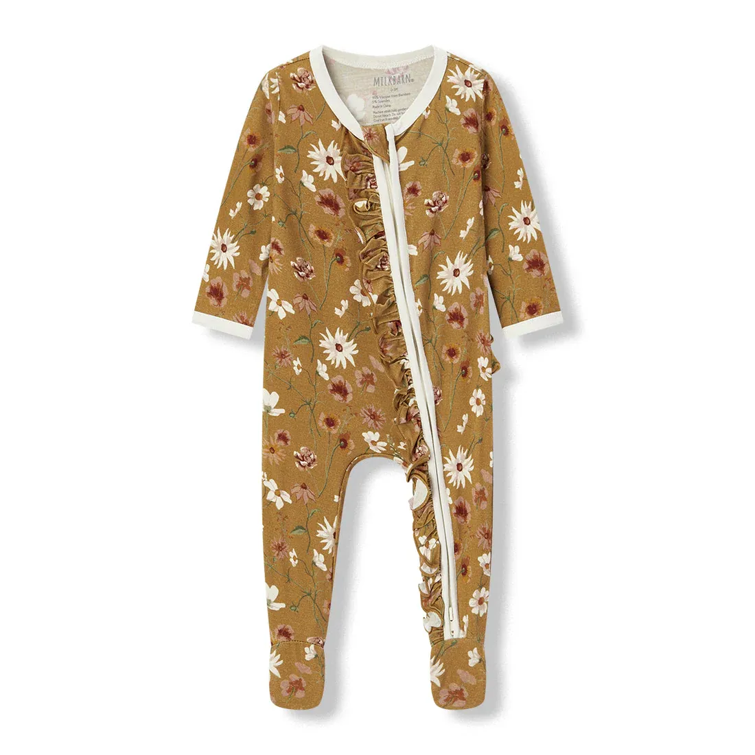 Bamboo Luxe Stretch Ruffle Footed Romper Wildflower 0-3 Month
