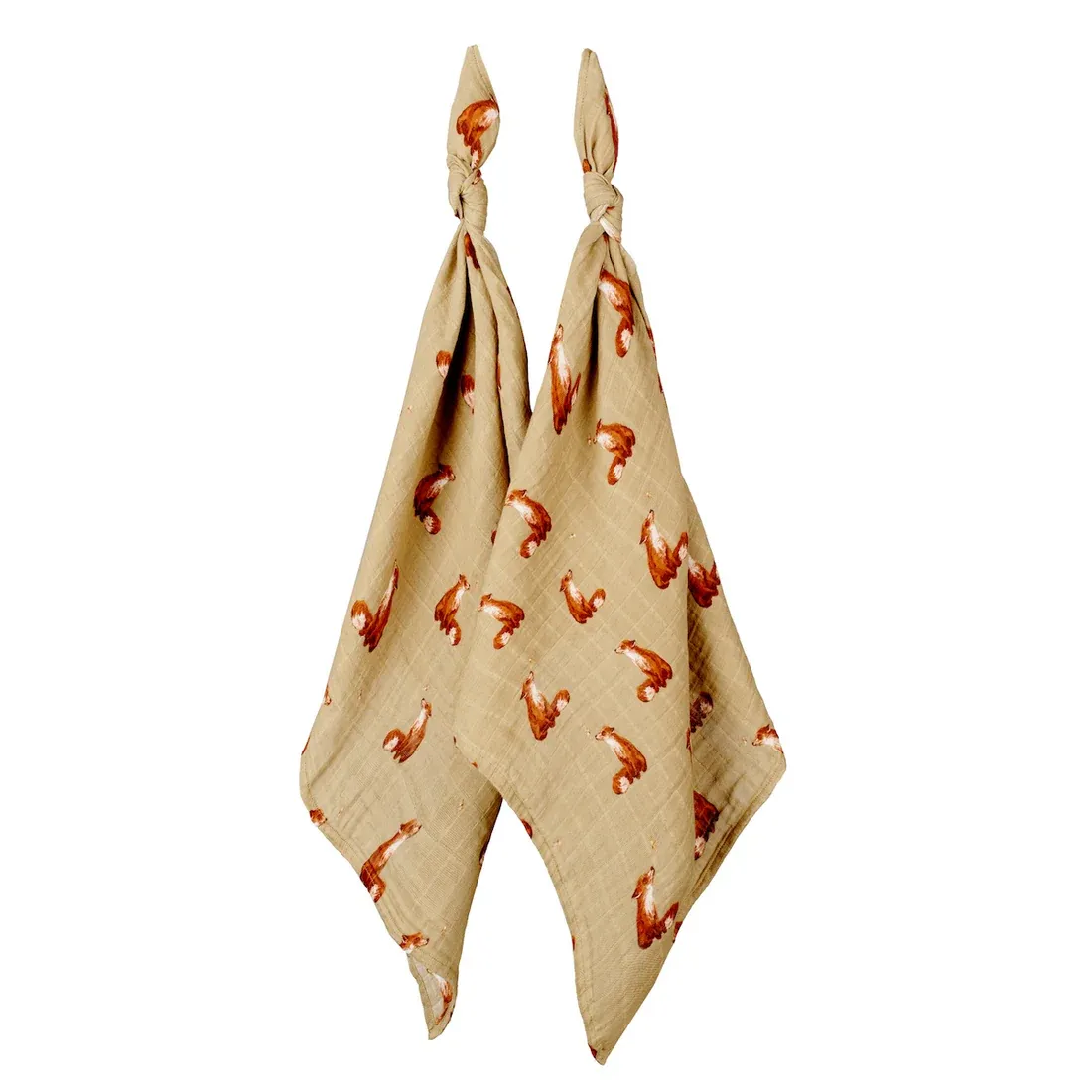 Organic Cotton Set Of 2 Burp Cloths Gold Fox