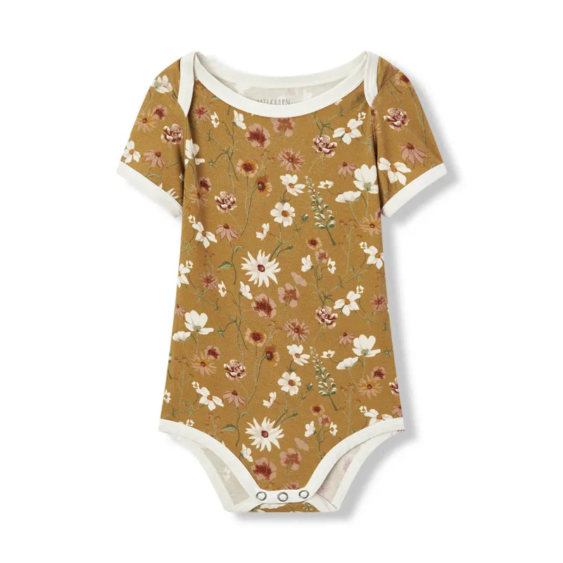 Bamboo Luxe Stretch Short Sleeve One Piece Wildflower 3-6 Month