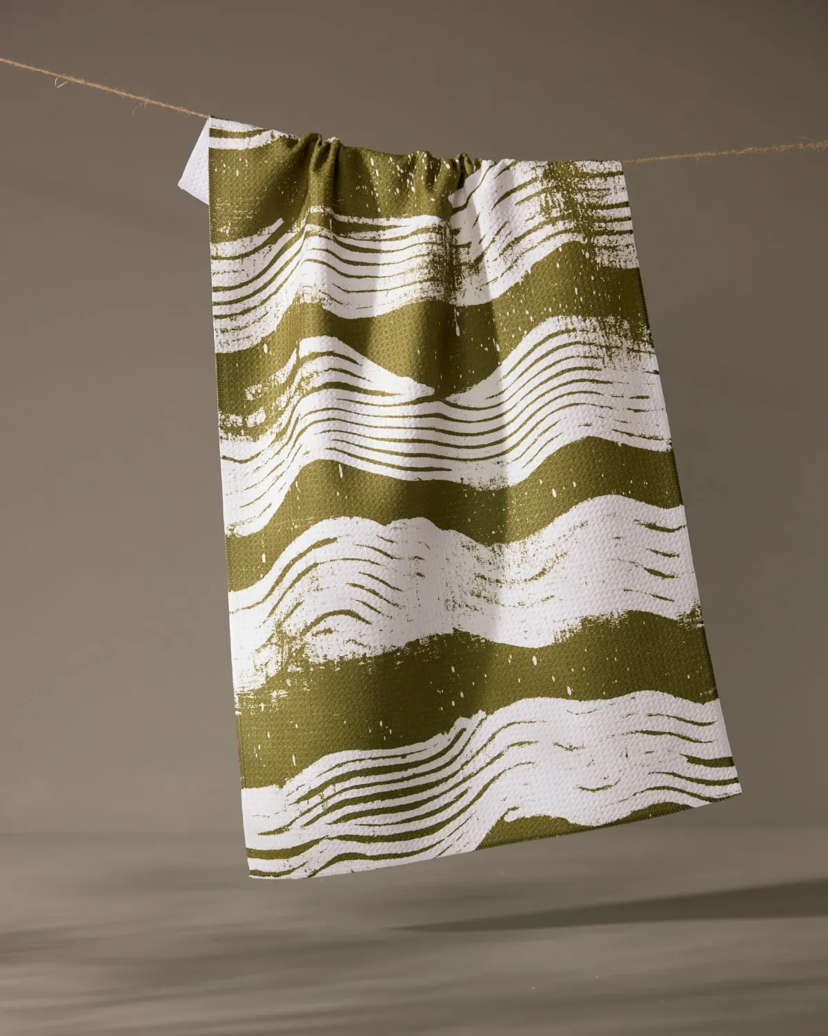Geometry Tea Towel Brushline Green