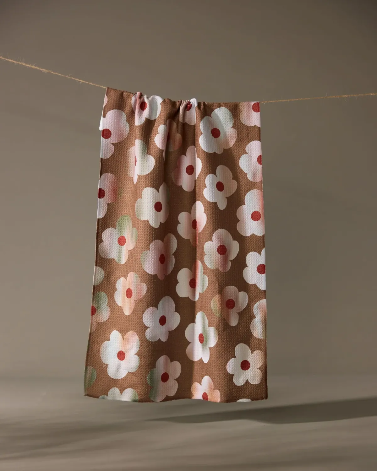 Geometry Tea Towel Brushed Bouquet Brown Tea Towel