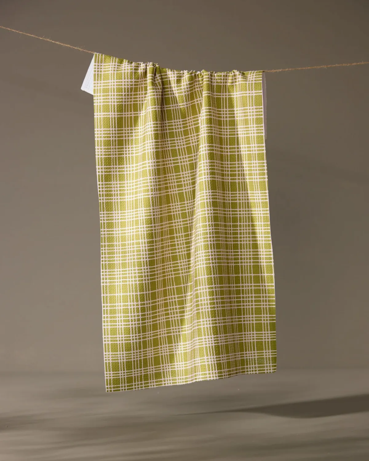 Geometry Tea Towel Orchard Plaid Green