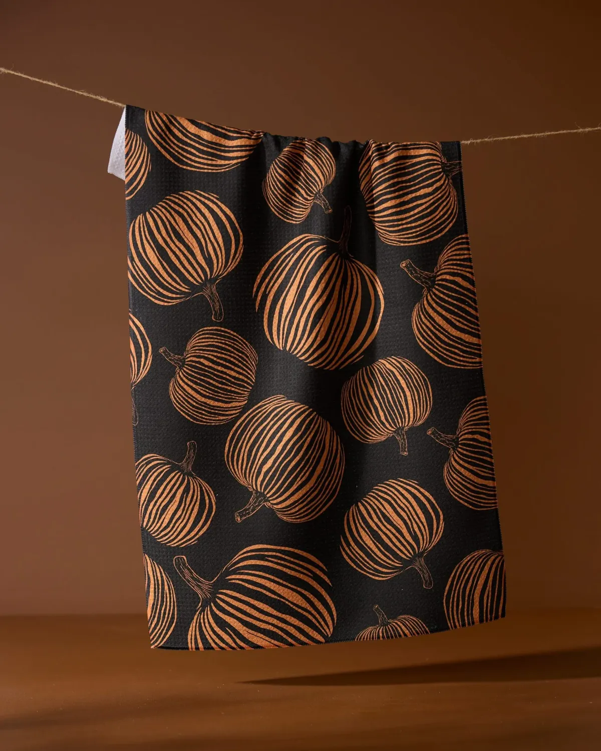 Geometry Tea Towel Pumpkin Noir