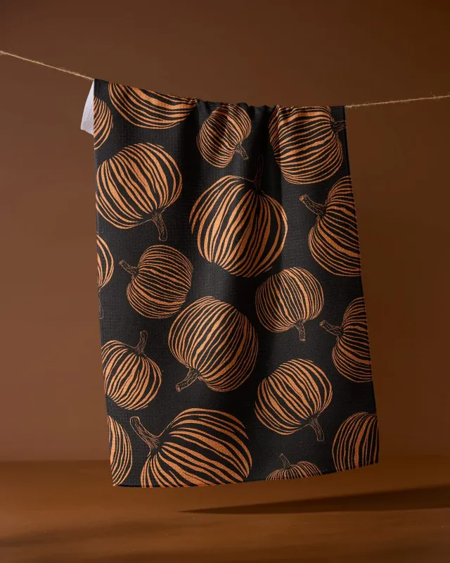 Geometry Tea Towel Pumpkin Noir