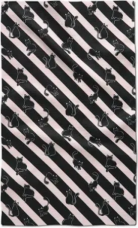 Geometry Tea Towel Striped Black Cats