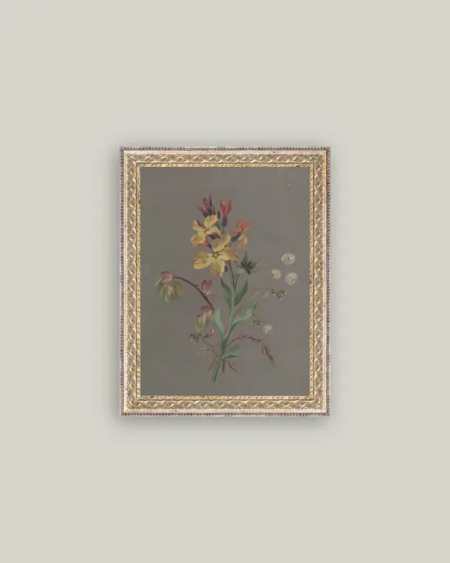 French Wildflowers Framed Antique Art 12&quot; x 16&quot;