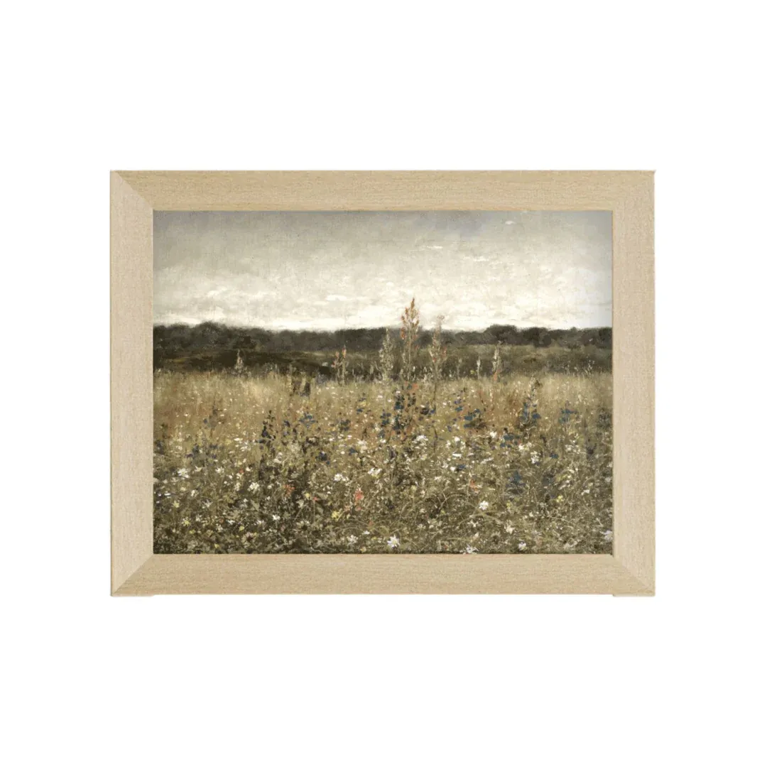 Wildflower Field Framed Antique Art 15&quot; x 11&quot;