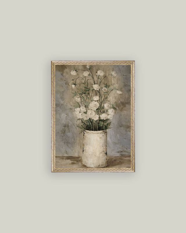Long Stem Roses Framed Antique Art 24&quot; x 32&quot;