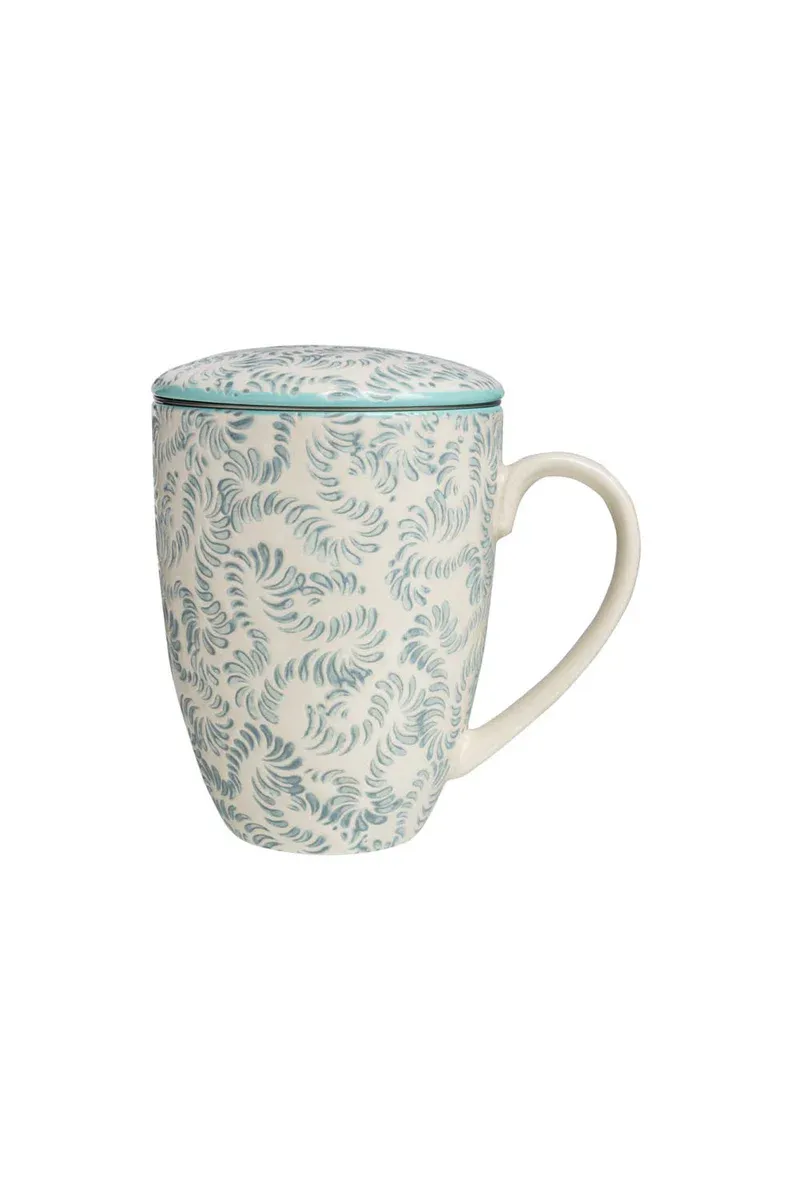 Mug With Tea Strainer Rustic Blue 400ml
