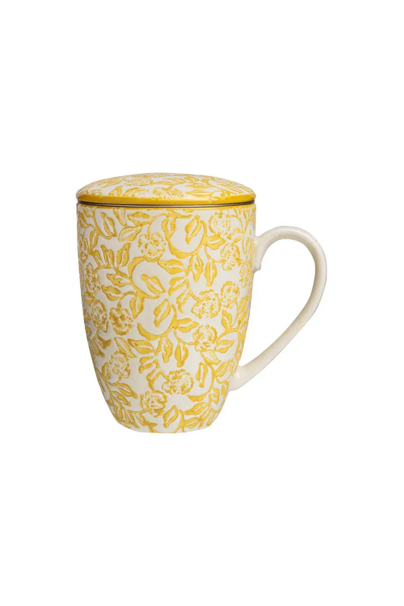 Mug With Tea Strainer Rustic Yellow 400ml
