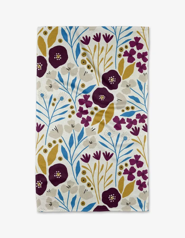 Geometry Tea Towel Fiona Dark Maroon