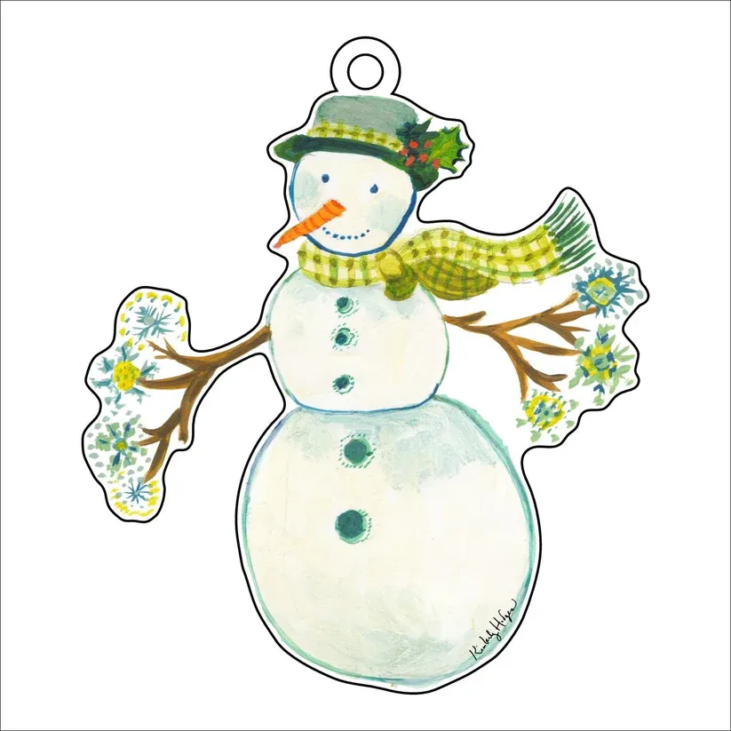 Acrylic Gingham Snowman Ornament