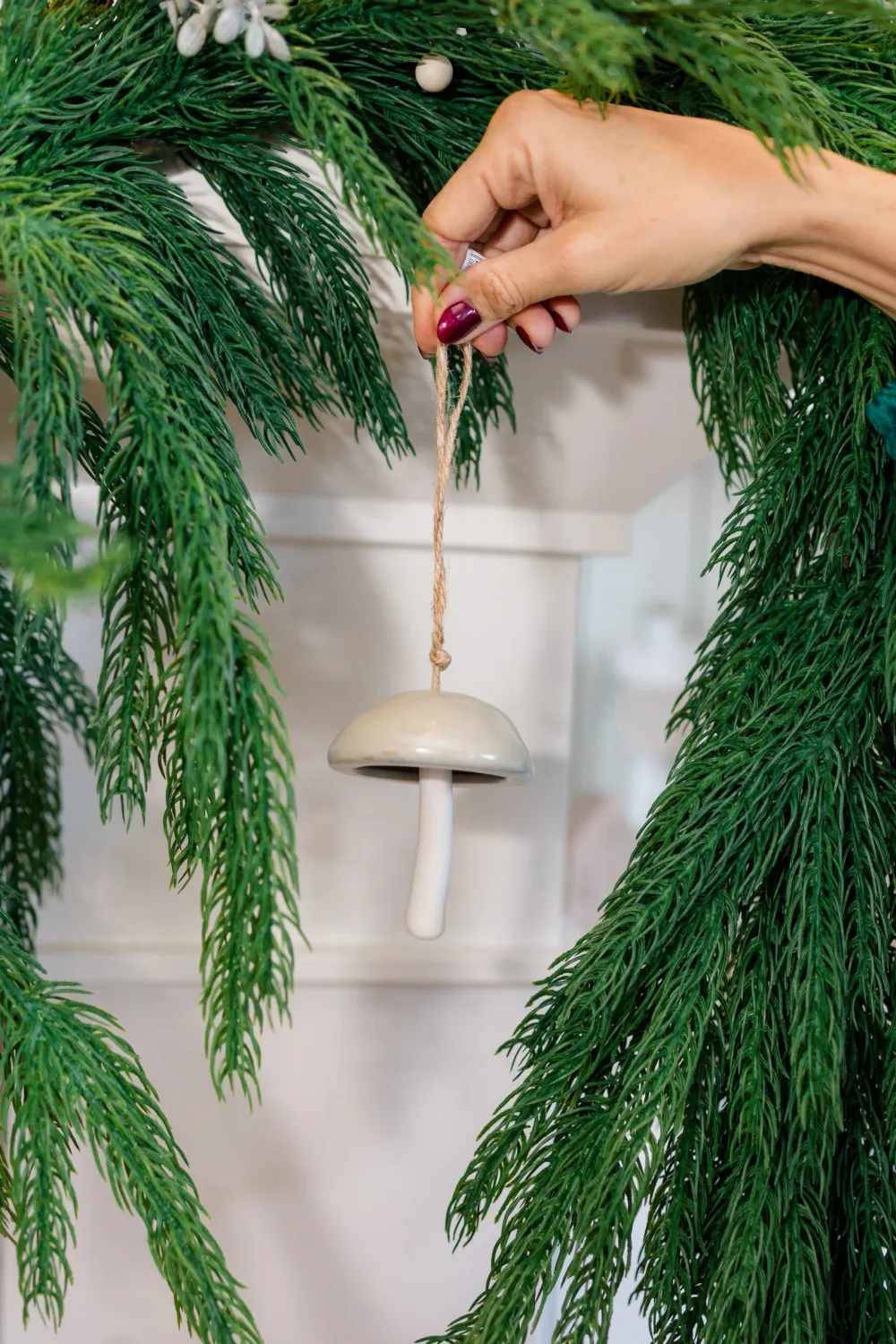 Ceramic Khaki Mushroom Ornament