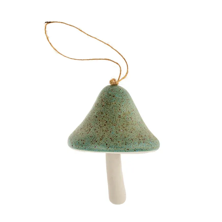 Ceramic Aqua Mushroom Ornament