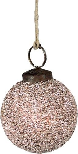Crystalized Glass Ornament In Blush Pink 2&quot;