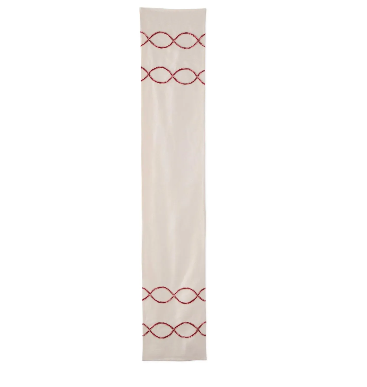 Cream Table Runner With Red &amp; Cream Braided Pattern 72&quot;