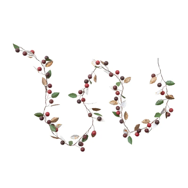 Metal Berries &amp; Leaves Garland 73&quot; L x 3&quot; H