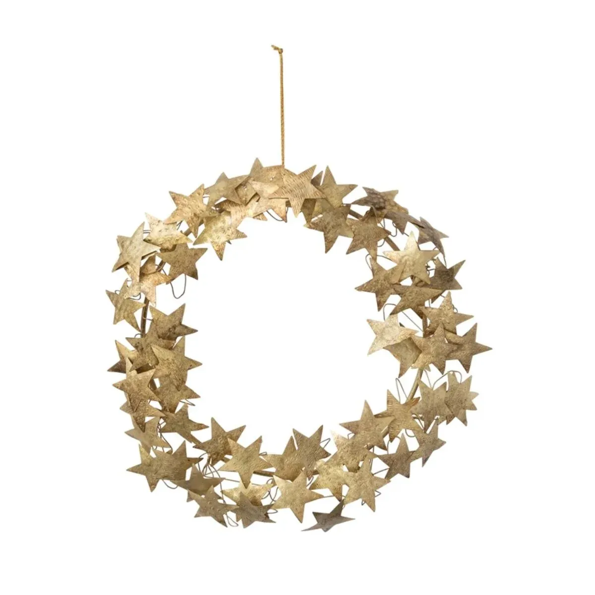 Antique Gold Finish Metal Stars Wreath 13&quot;