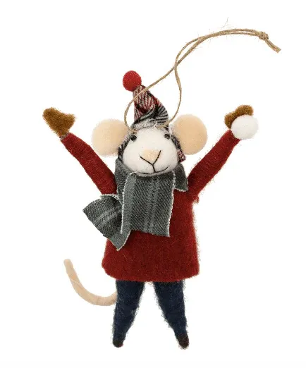 Felt Mouse Snowball Spencer Ornament